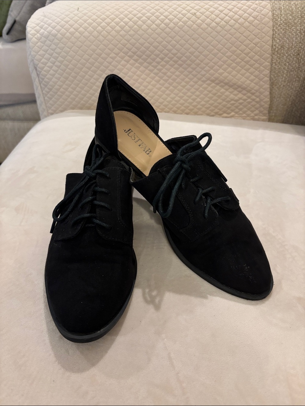 JustFab Black Suede Lace-Up Derby Oxfords